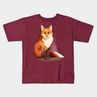 Waiting - stylized minimalistic fox painting Kids T-Shirt